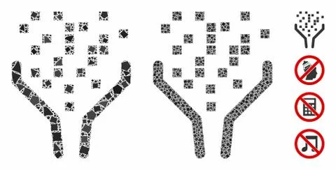 Data processing funnel Composition Icon of Raggy Pieces Illustrazione stock