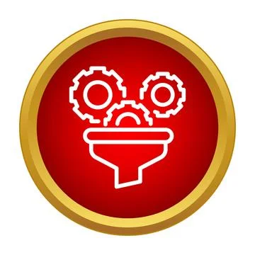 Data processing funnel with gears icon illustration Stockillustratie