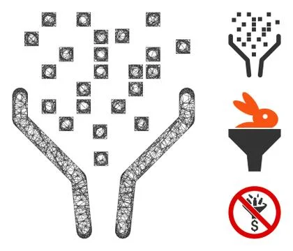 Data Processing Funnel Polygonal Web Vector Mesh Illustration Illustrazione stock