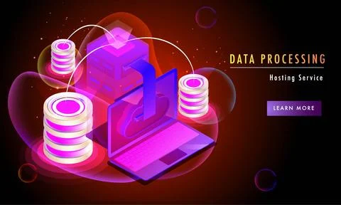 Data processing hosting service concept with isometric servers connected wi.. Stockillustratie