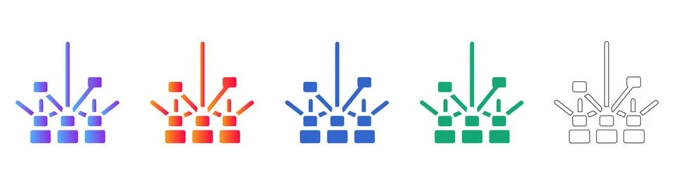 Data Processing Hub Icon Collection Stock Illustration