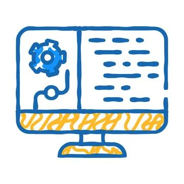 Data processing icon doodle illustration Stock Illustration