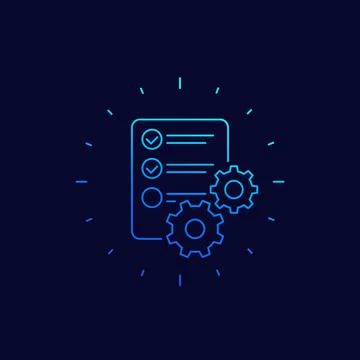 Data processing icon, linear vector Stock Illustration