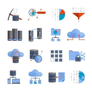 Data Processing Icons Stock Illustration