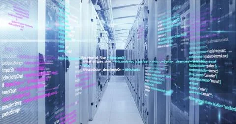 Data processing image over servers in data center Stock Photos