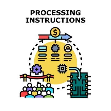 Data processing instructions guiding business planning system Stock Illustration