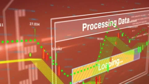 Data processing interface starting loading bar filling graph plotting while Stock Footage 327583990