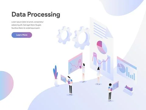 Data Processing Isometric Illustration Concept Stock Illustration