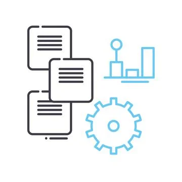 Data processing line icon, outline symbol, vector illustration, concept sign Illustrazione stock