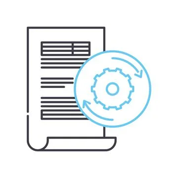 Data processing line icon, outline symbol, vector illustration, concept sign Stock Illustration