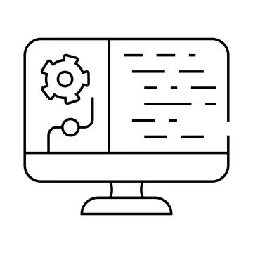 Data processing line icon vector illustration Stockillustratie