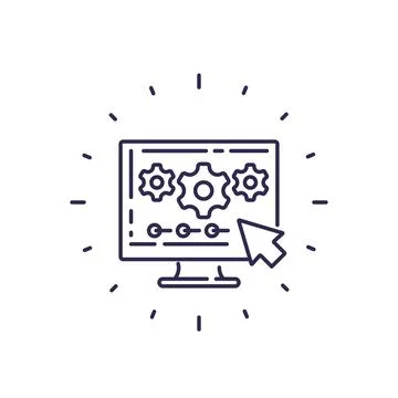 Data processing, line vector icon イラスト素材