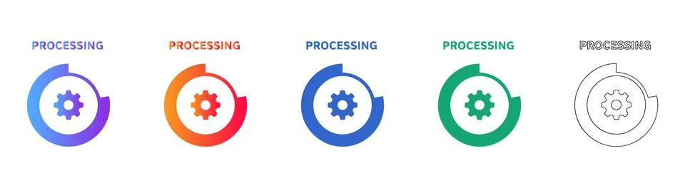 Data Processing Loading Gear Icons Stock Illustration