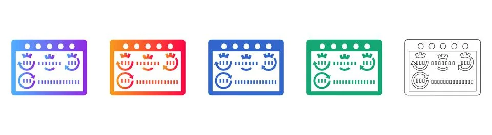 Data Processing Loading Icons with Gradient and Line Styles Stockillustratie