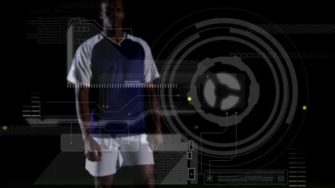 Data processing with low section football player training Stock Footage 123776518