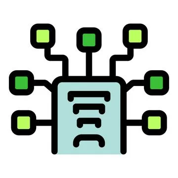 Data processing management system connecting multiple devices representing .. Illustrazione stock
