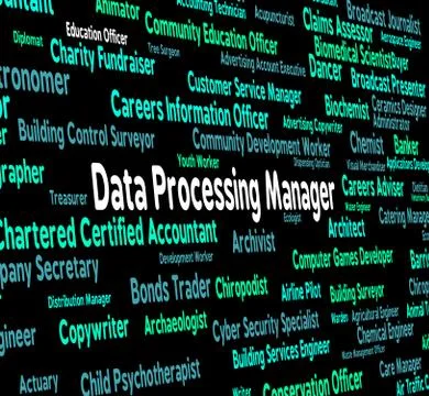 Data Processing Manager Represents Hiring Bytes And Word Stock Illustration
