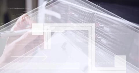 Data processing on mid section of worker worker in server room against white イラスト素材