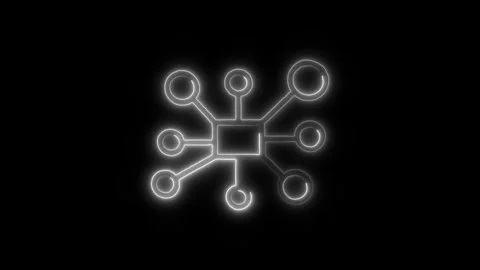 Data Processing Outline Icon in HD Video Neon Animation  Technology and Inf Stock Footage 304375012
