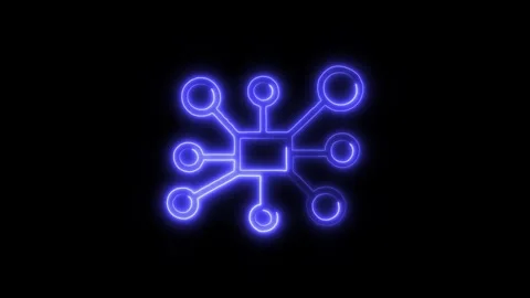 Data Processing Outline Icon in HD Video Neon Animation  Technology and Inf Stock-Footage 304375014