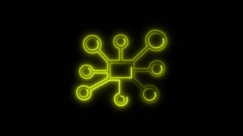Data Processing Outline Icon in HD Video Neon Animation  Technology and Inf 動画素材 304375016