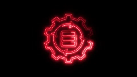 Data Processing Outline Icon in HD Video Neon Animation  Technology and Inf Vidéo 304375019
