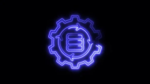 Data Processing Outline Icon in HD Video Neon Animation  Technology and Inf Vídeo Stock 304375022
