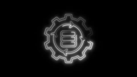 Data Processing Outline Icon in HD Video Neon Animation  Technology and Inf Video stock 304375024
