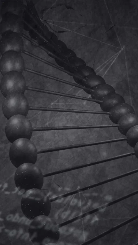 Data processing over dna structure spinning and network of connections against Stock Footage 342607818