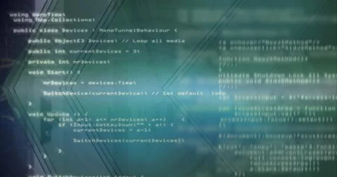 Data processing over empty computer server room against green technology Stock Illustration