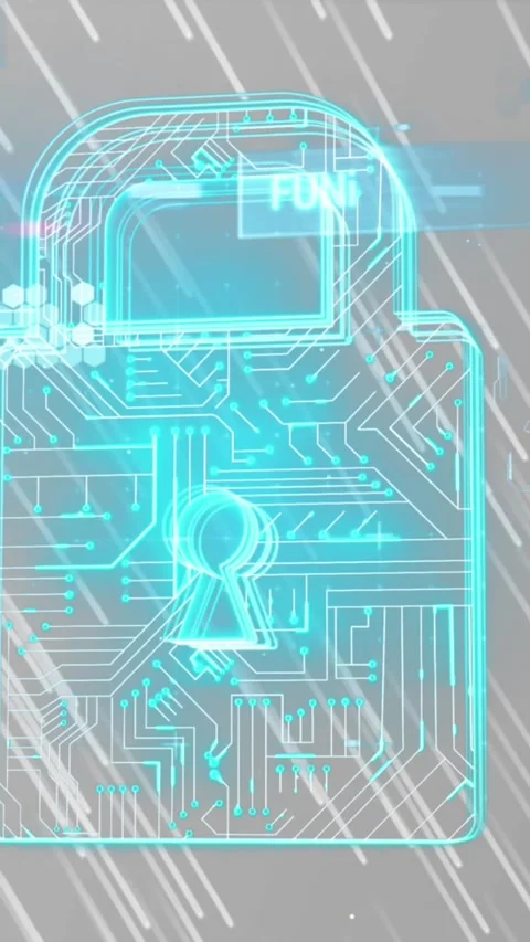 Data processing over security padlock over light trails falling against grey Stock Footage 342953474