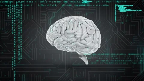 Data processing over spinning human brain against microprocessor connections on 스톡 동영상 327528333