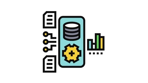Data processing pipeline ai integration color icon animation Stock Footage 326117260