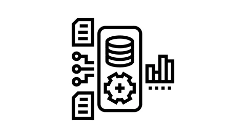 Data processing pipeline ai integration line icon animation Stock Footage 326124559