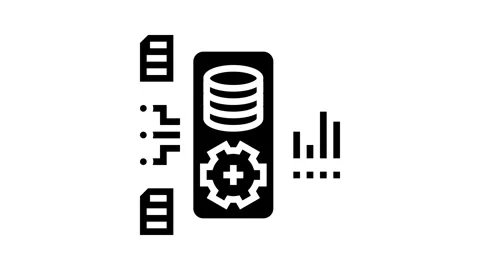 Data processing pipeline ai integration glyph icon animation Stock Footage 326144006