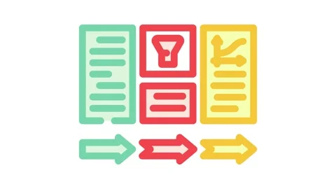 Data processing pipeline ai integration color icon animation 스톡 동영상 327257872