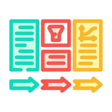 Data processing pipeline ai integration color icon vector illustration Stock Illustration
