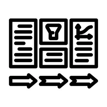 Data processing pipeline ai integration line icon vector illustration Stock Illustration