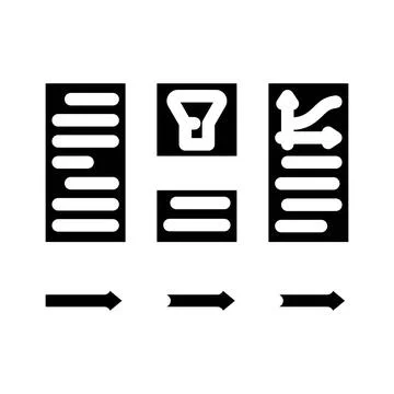 Data processing pipeline ai integration glyph icon vector illustration Illustrazione stock