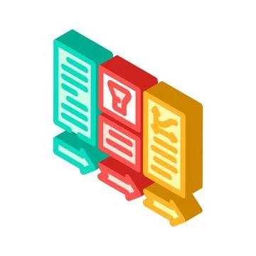 Data processing pipeline ai integration isometric icon vector illustration 스톡 일러스트