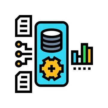 Data processing pipeline ai integration color icon vector illustration イラスト素材