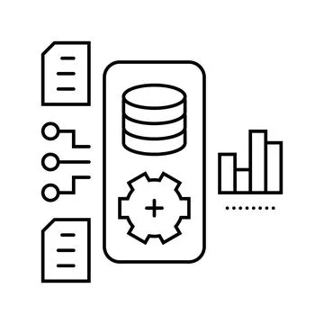 Data processing pipeline ai integration line icon vector illustration イラスト素材