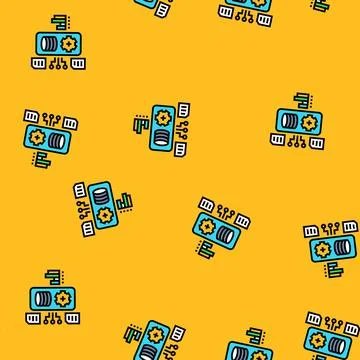 Data processing pipeline ai integration vector seamless pattern Stock Illustration