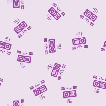 Data processing pipeline ai integration glyph seamless pattern Stock Illustration