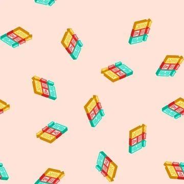 Data processing pipeline ai integration isometric icon seamless pattern Stock Illustration