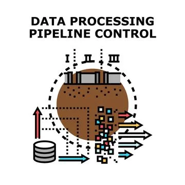 Data processing pipeline control managing information flow Stock Illustration