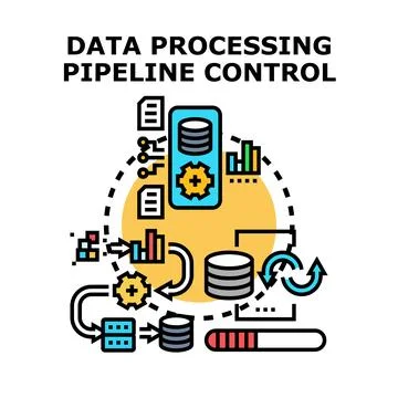 Data processing pipeline control system handling information flow Illustrazione stock