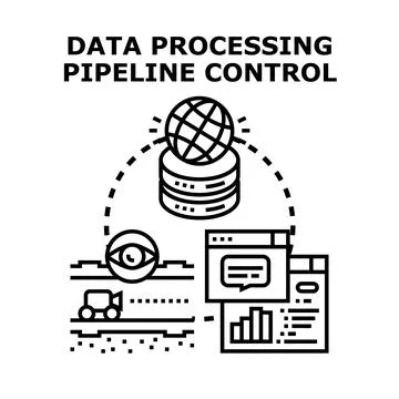 Data processing pipeline control system management Stock Illustration