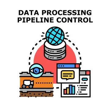 Data processing pipeline control system management Stockillustratie