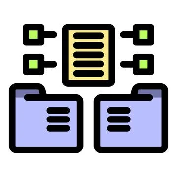 Data processing sharing information between folders and databases 库存插图